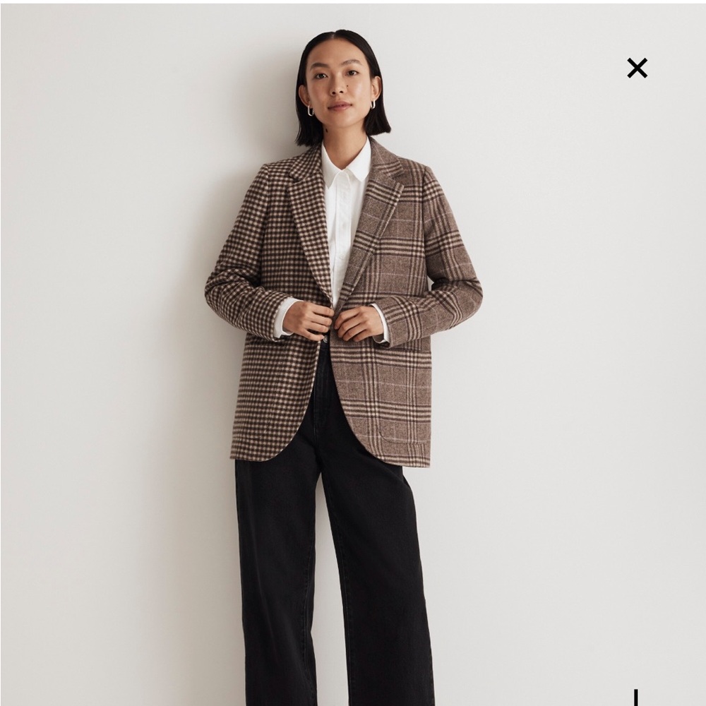 Madewell Larsen Blazer- Mixed Plaid - Brown Tones- sz. S